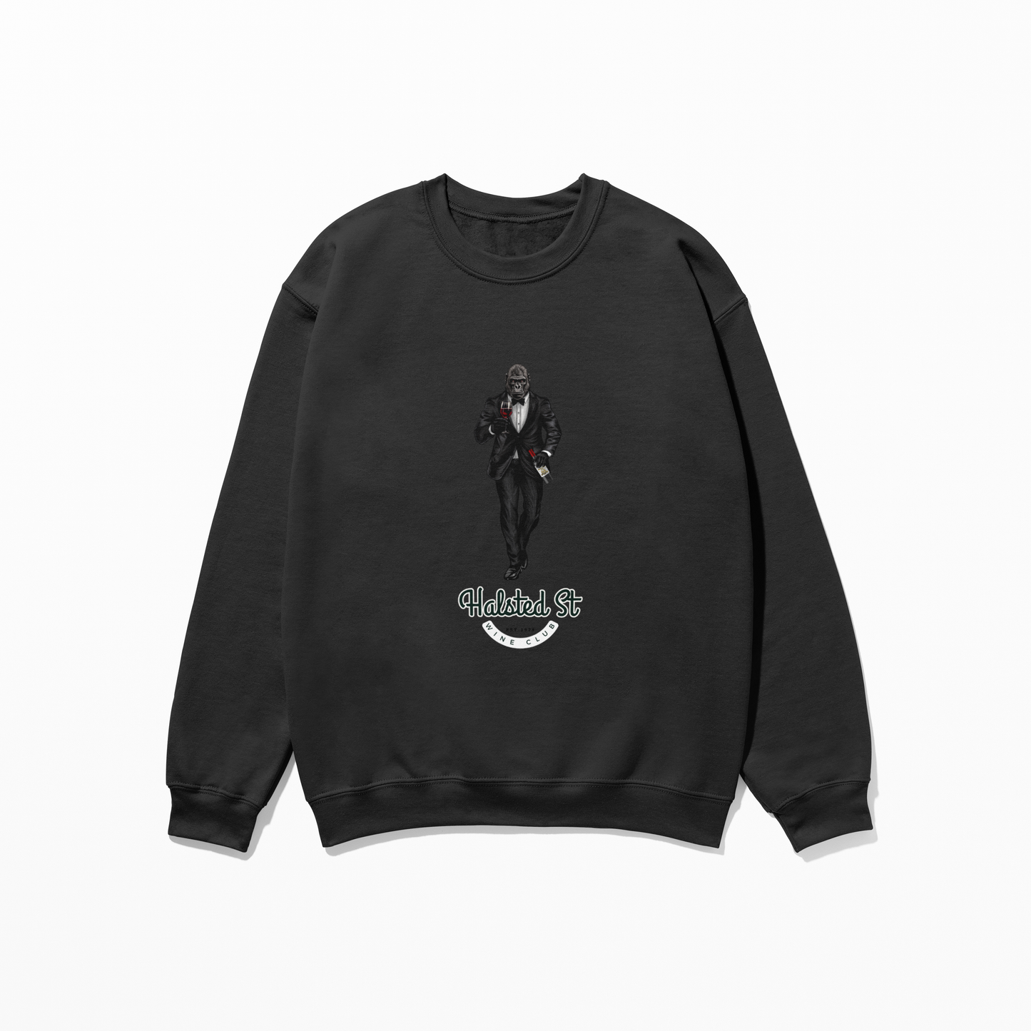Halsted Street Wine Club Crew Neck Sweater - Black / Small