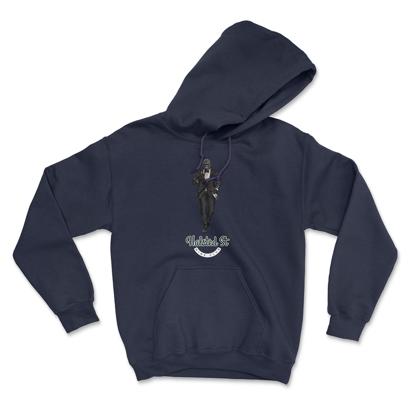 Halsted Street Wine Club Hoodie - Navy / Small