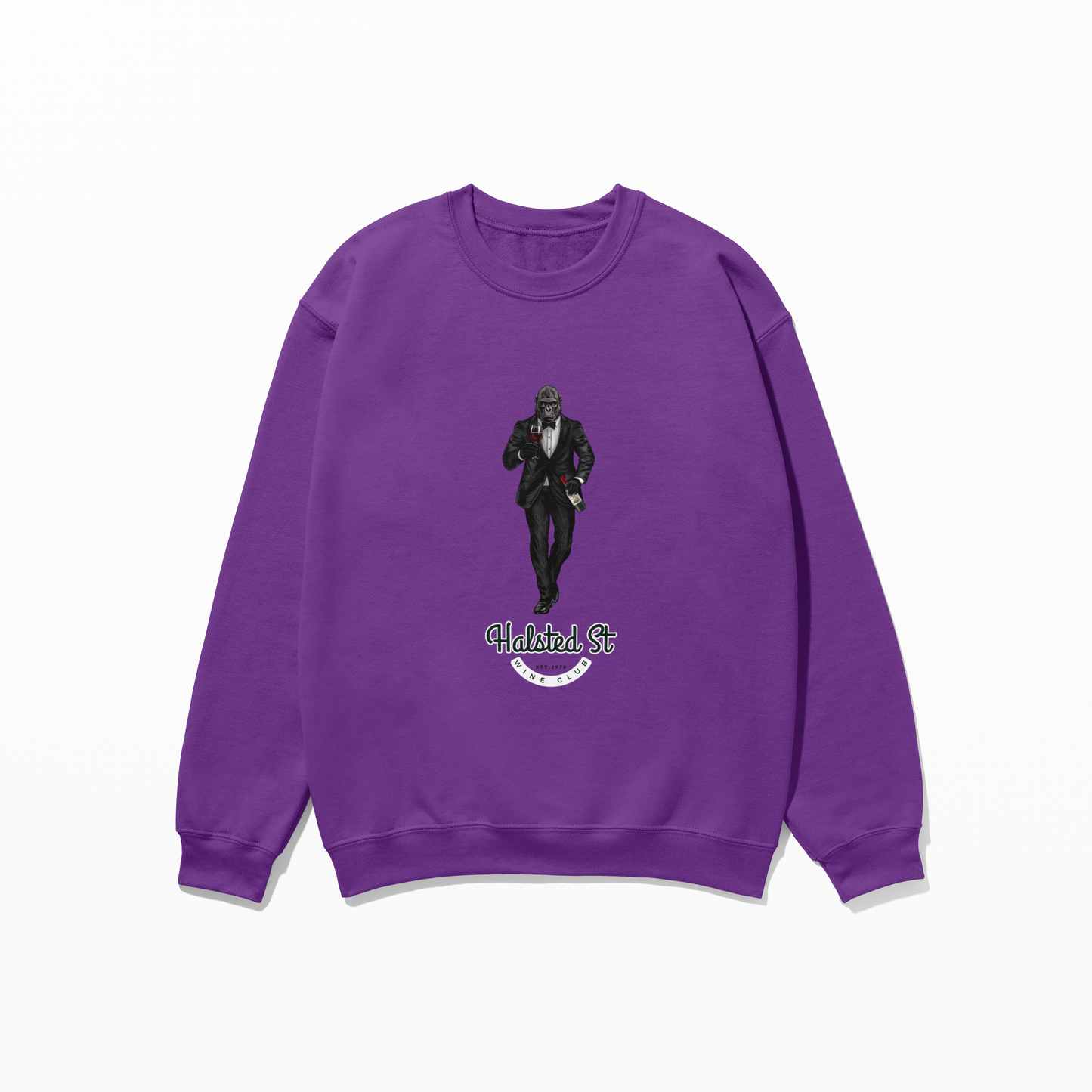 Halsted Street Wine Club Crew Neck Sweater - Purple / Small