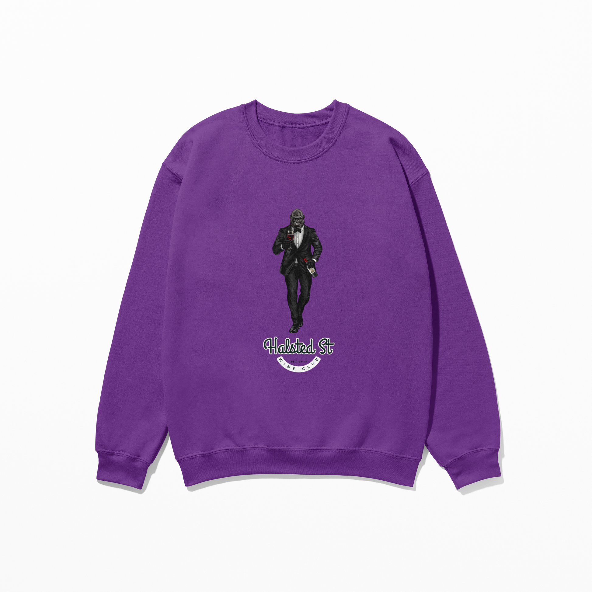 Halsted Street Wine Club Crew Neck Sweater - Purple / Small