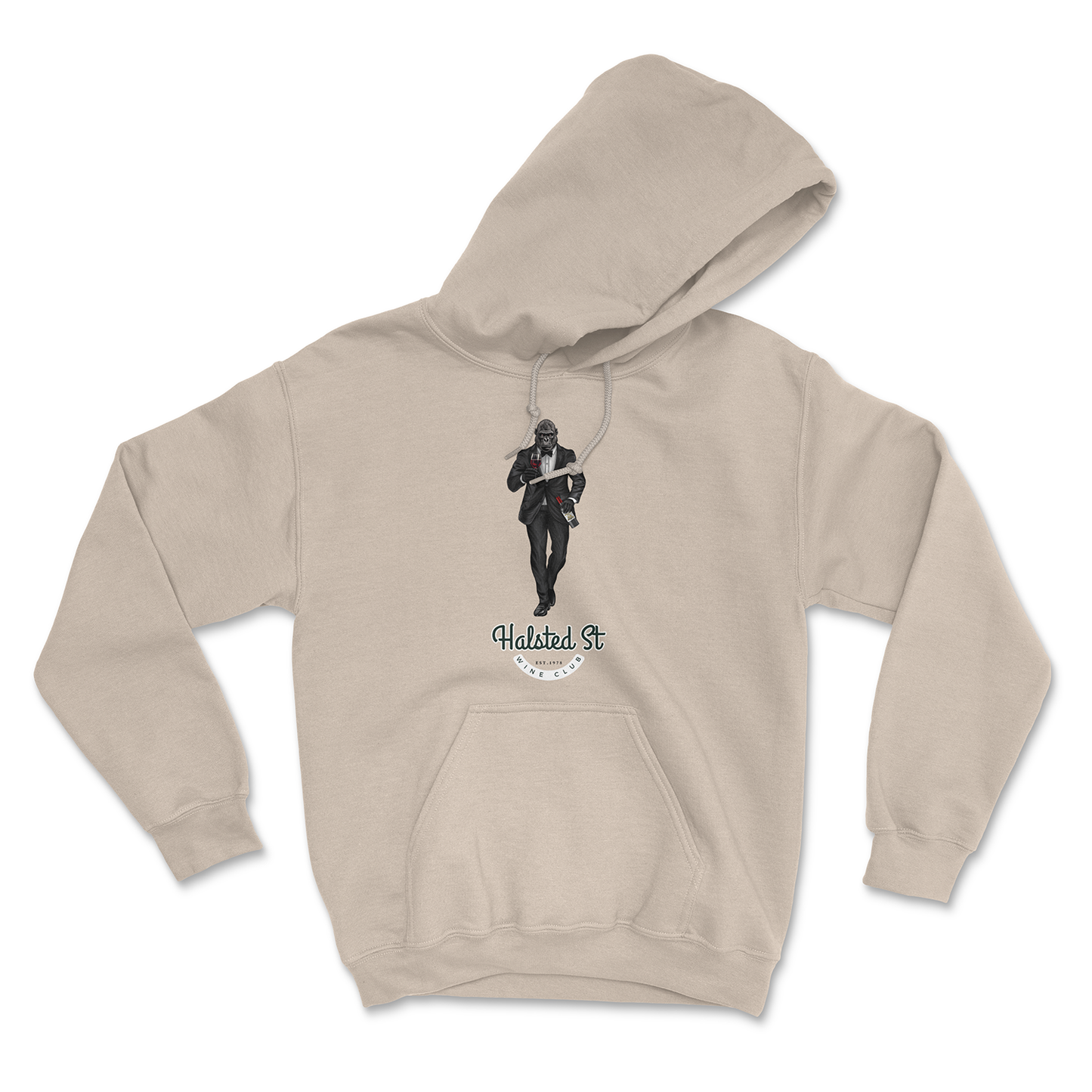 Halsted Street Wine Club Hoodie - Sand / Small